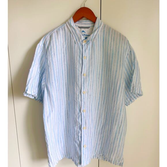 Tommy Bahama Mens Linen Striped button op shirts Size Medium Coastal Vacation - Picture 1 of 6